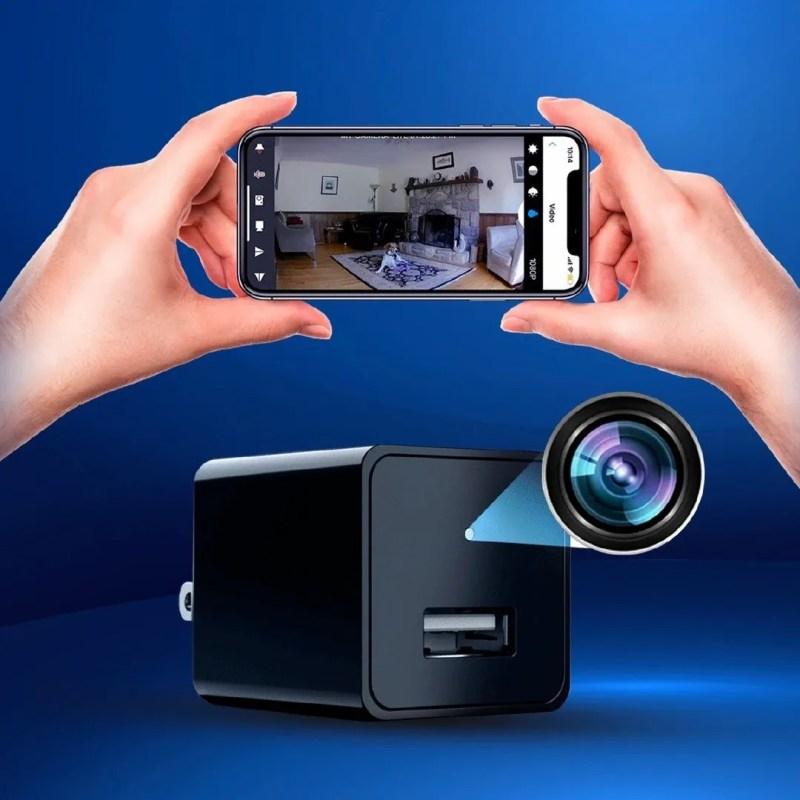 Carregador com Câmera Portátil Wi-fi 1080p HD